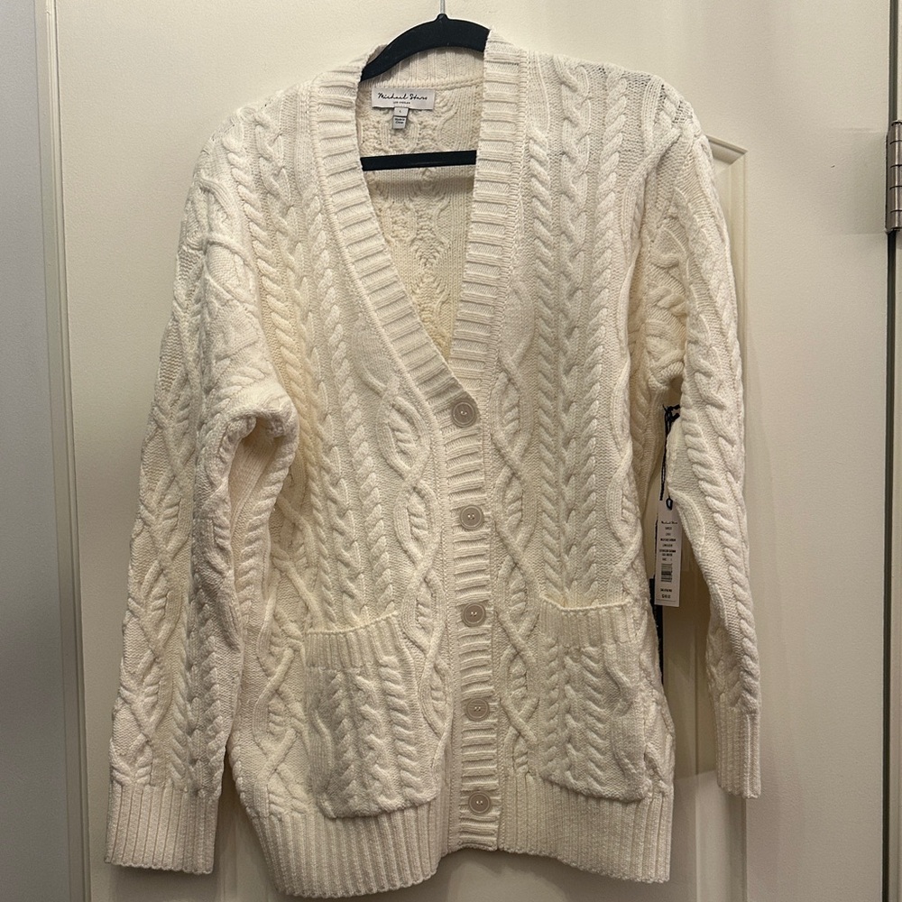 Michael Stars Cream Cable Cardigan